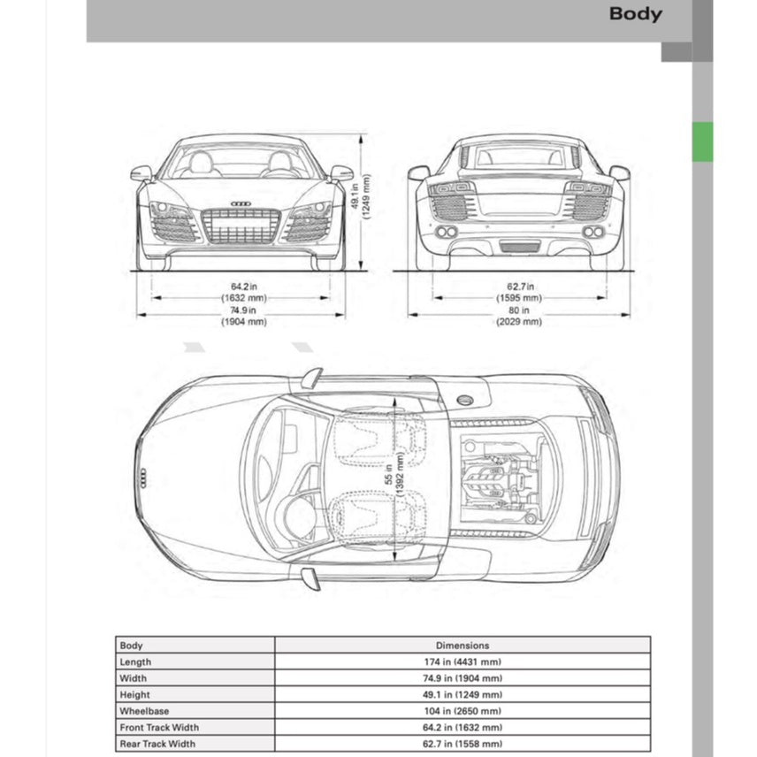 Audi R8 TYPE 42 V8 /4S V10 2006-2023 Full Manual Set – Repair & Maintenance Manual