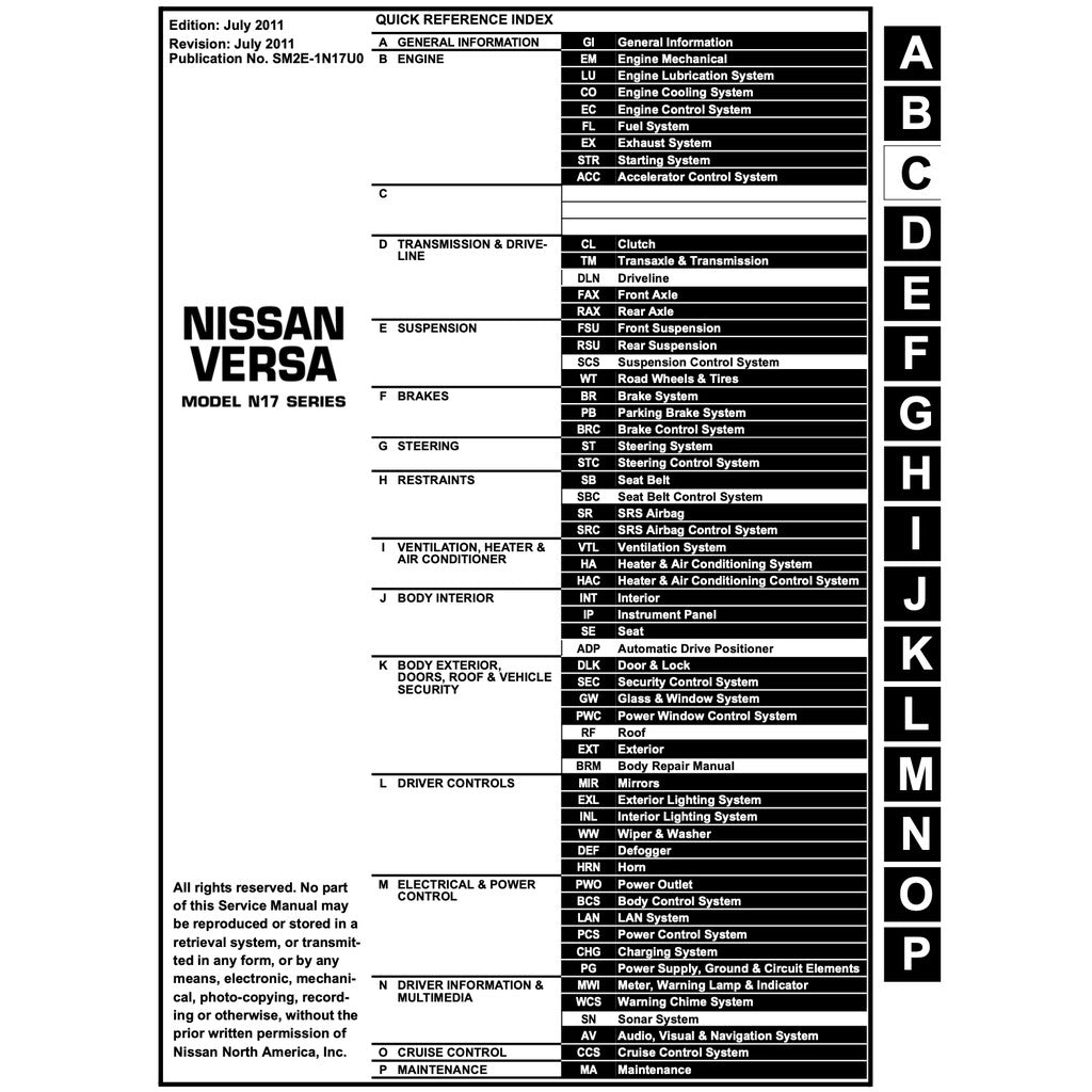 NISSAN ALMERA N17 2011-2018 Full Manual Set – Repair & Maintenance Manual