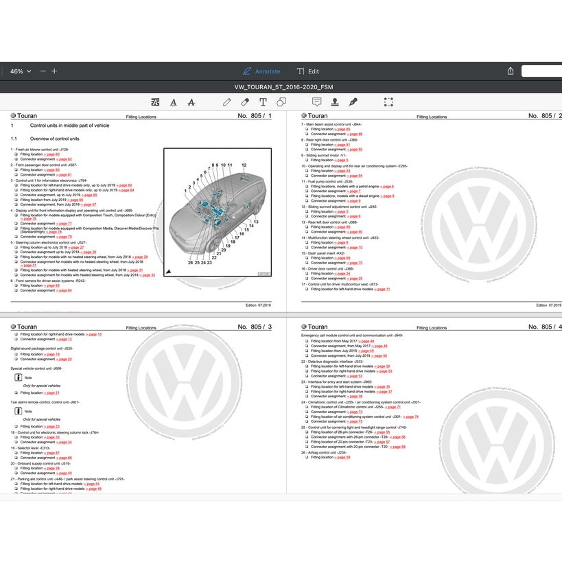 VW TOURAN II 5T 2016-2020 Full Manual Set – Repair & Maintenance Manual