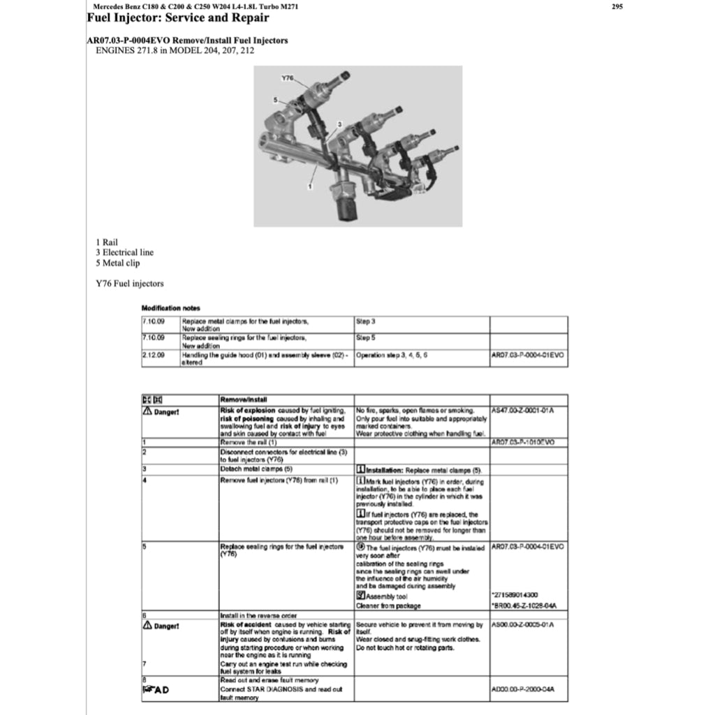 MERCEDES BENZ C-CLASS W204 M271 ENGINE 2007-2015 Full Manual Set – Repair & Maintenance Manual