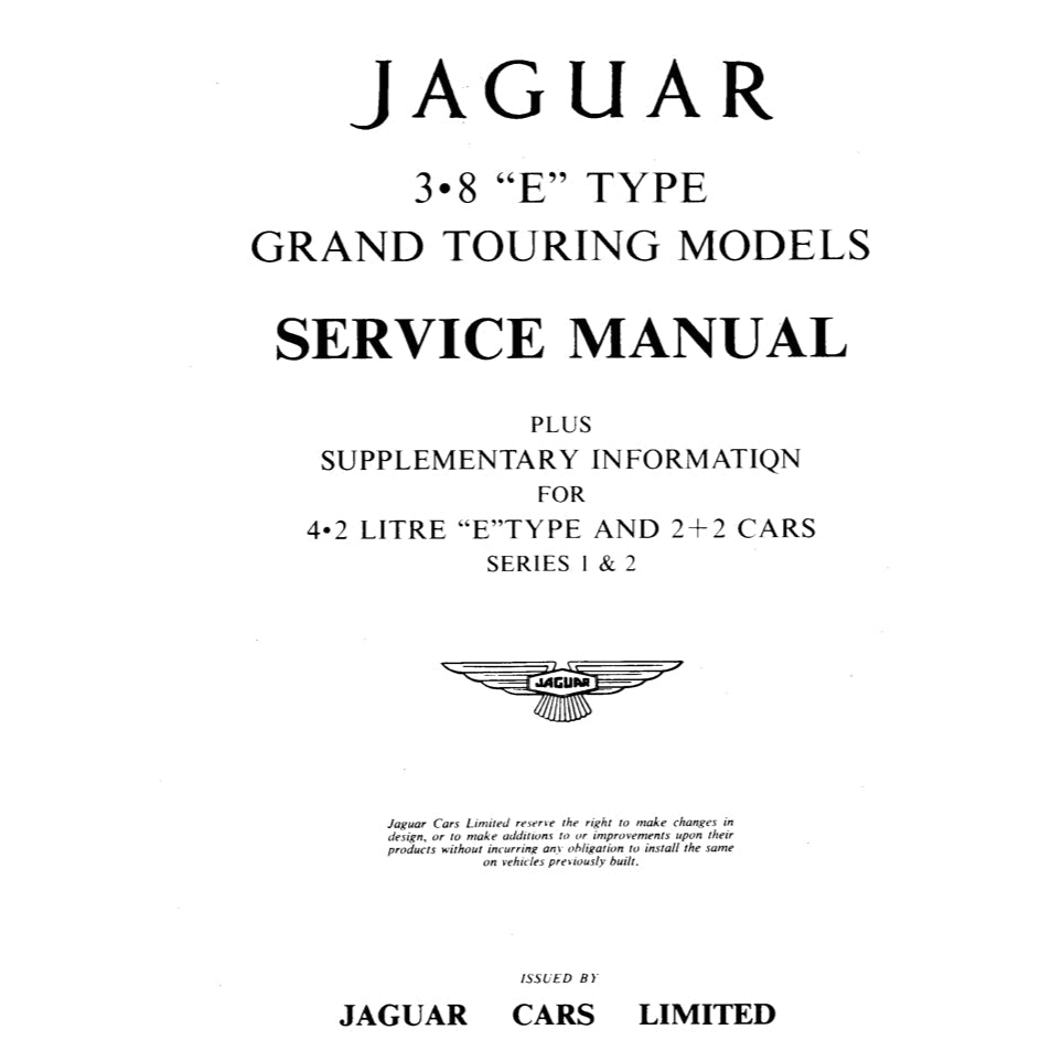 JAGUAR E-TYPE 1-2-3 SERIES 1961-1975 Full Manual Set – Repair & Maintenance Manual and ELECTRICAL WIRING DIAGRAMS