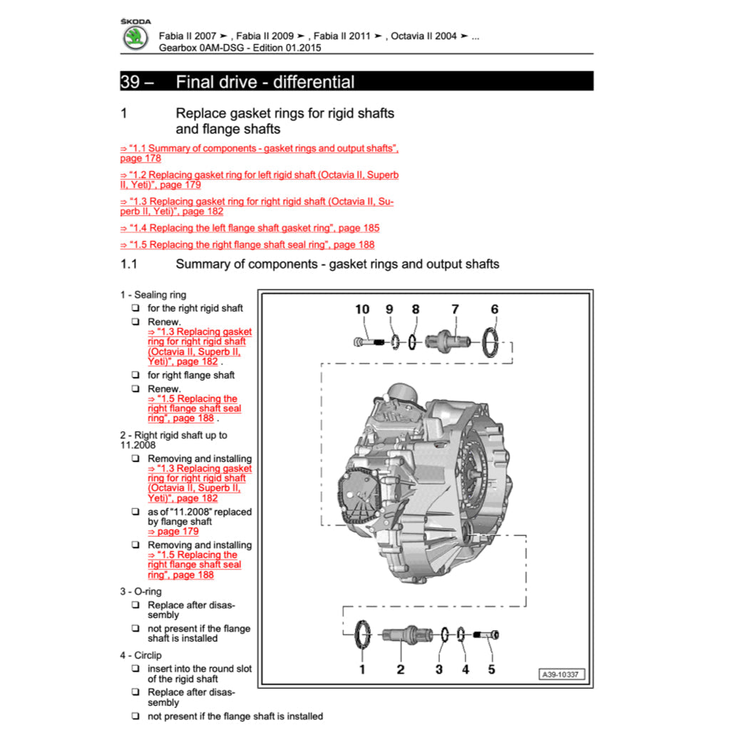 SKODA OCTAVIA 1Z 2004-2013 Full Manual Set – Repair & Maintenance Manual
