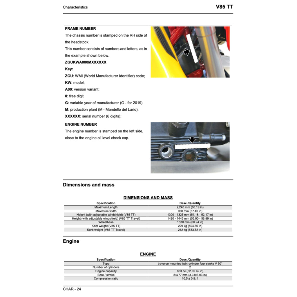 MOTO GUZZI V85TT 850 2019+ Full Manual Set – Repair & Maintenance Manual and Spare Parts Catalog and User Handbook