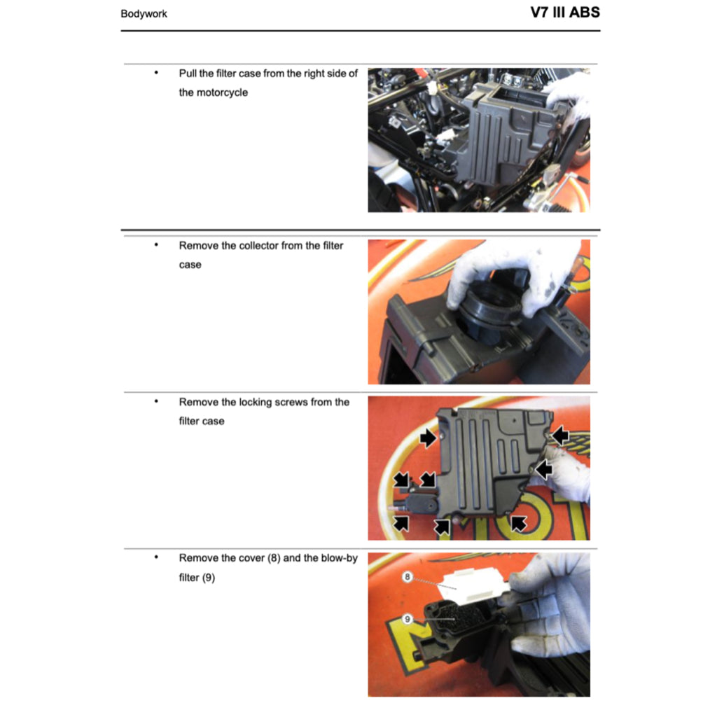 MOTO GUZZI V7 III E4 2017-2021 Full Manual Set – Repair & Maintenance Manual and Spare Parts Catalog and User Handbook