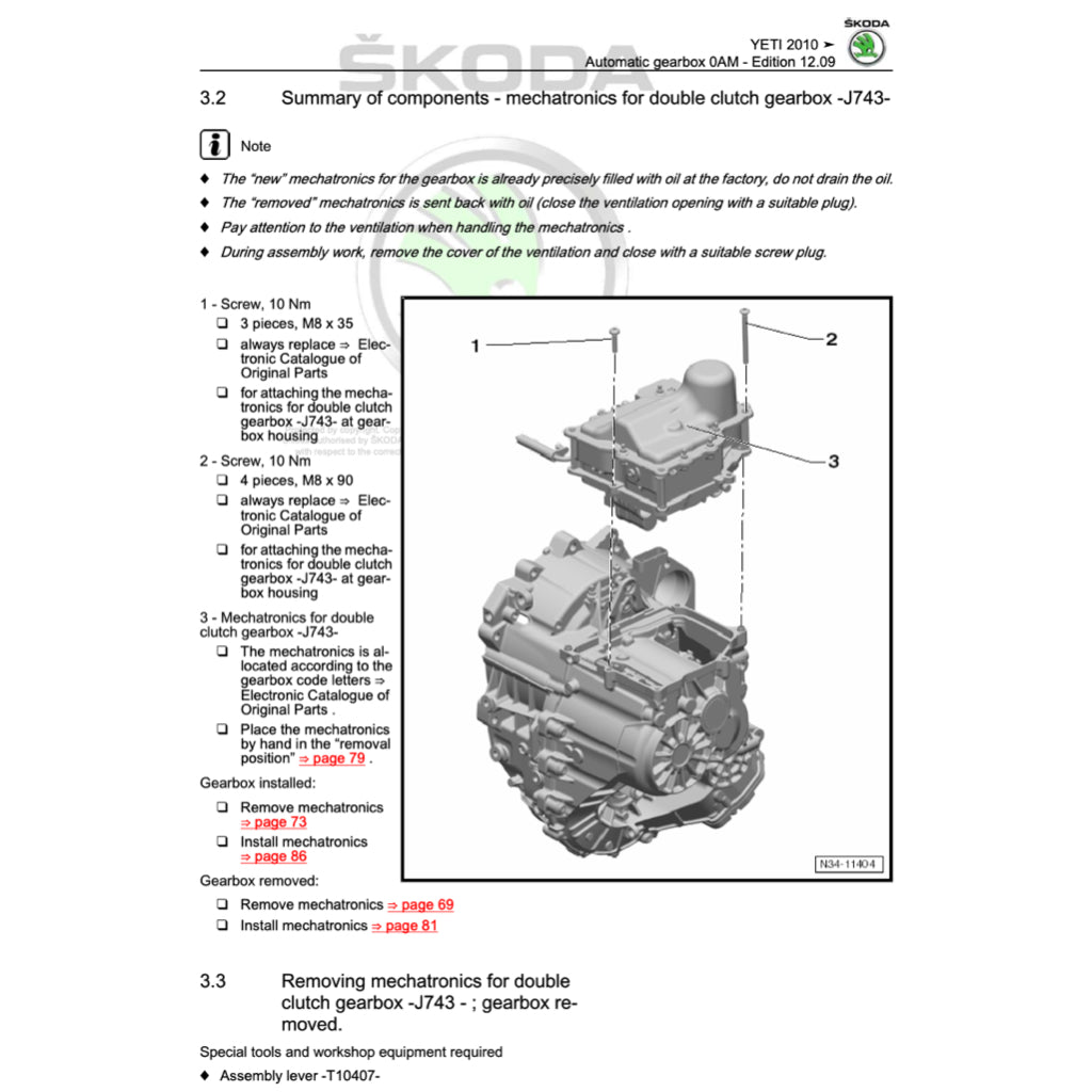 SKODA YETI 5L 2009-2017 Full Manual Set – Repair & Maintenance Manual