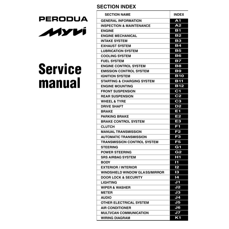 PERODUA MYVI LAGI BEST M600 2011-2017 Full Manual Set – Repair & Maintenance Manual