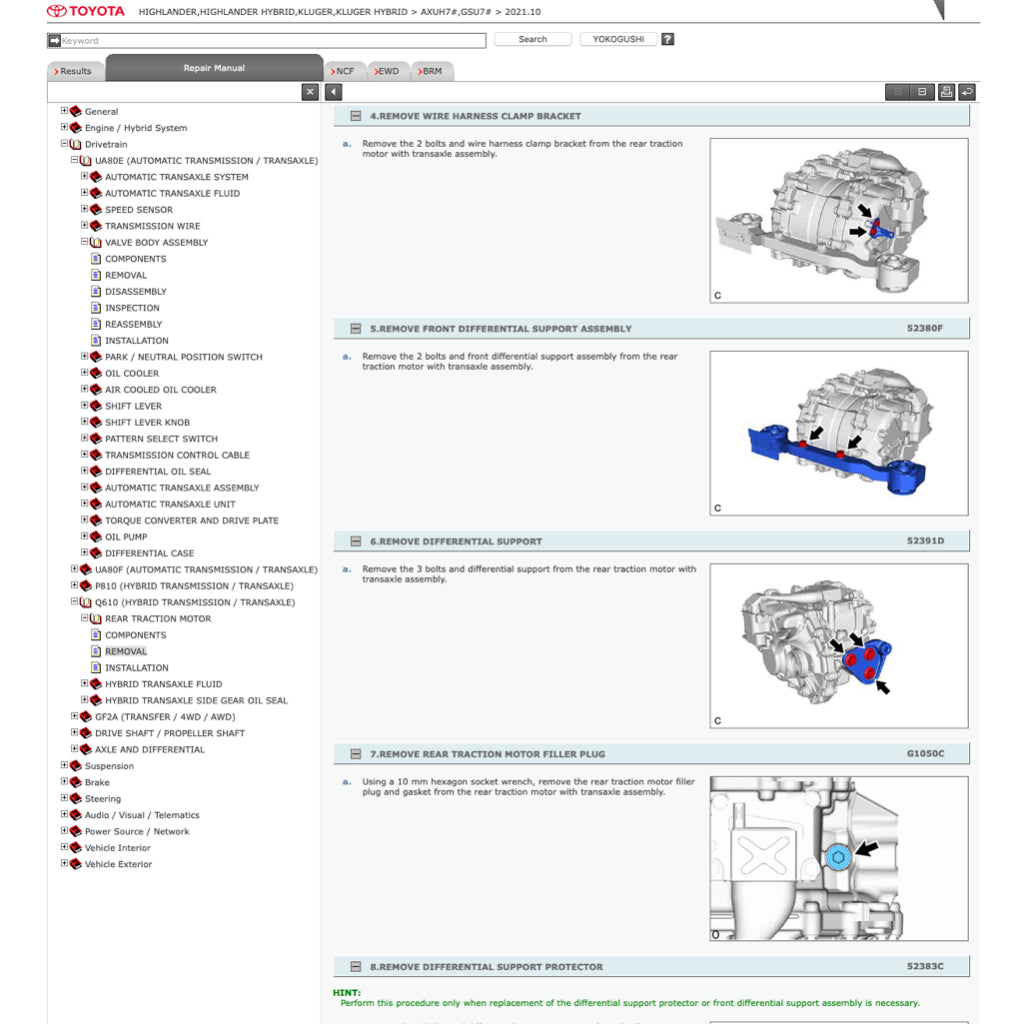 TOYOTA HIGHLANDER / KLUGER HYBRID 2020+ Full Manual Set – ONLINE Repair & Maintenance Manual