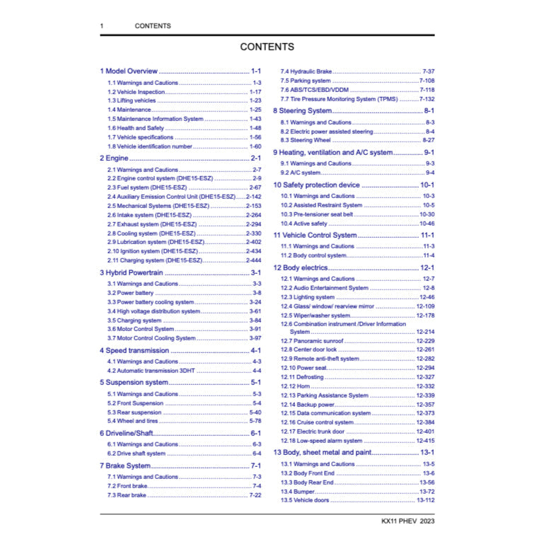 GEELY XINGYUE L / MONJARO KX11 PHEV 2023+ Full Manual Set – Repair & Maintenance Manual