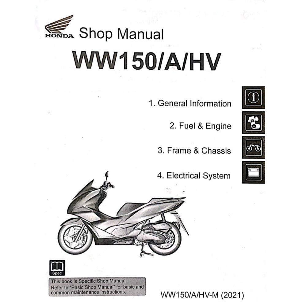HONDA PCX160 PCX 160 WW150/A/HV 2021+ Full Manual Set – Repair & Maintenance Manual and Spare Parts Catalog and User Handbook