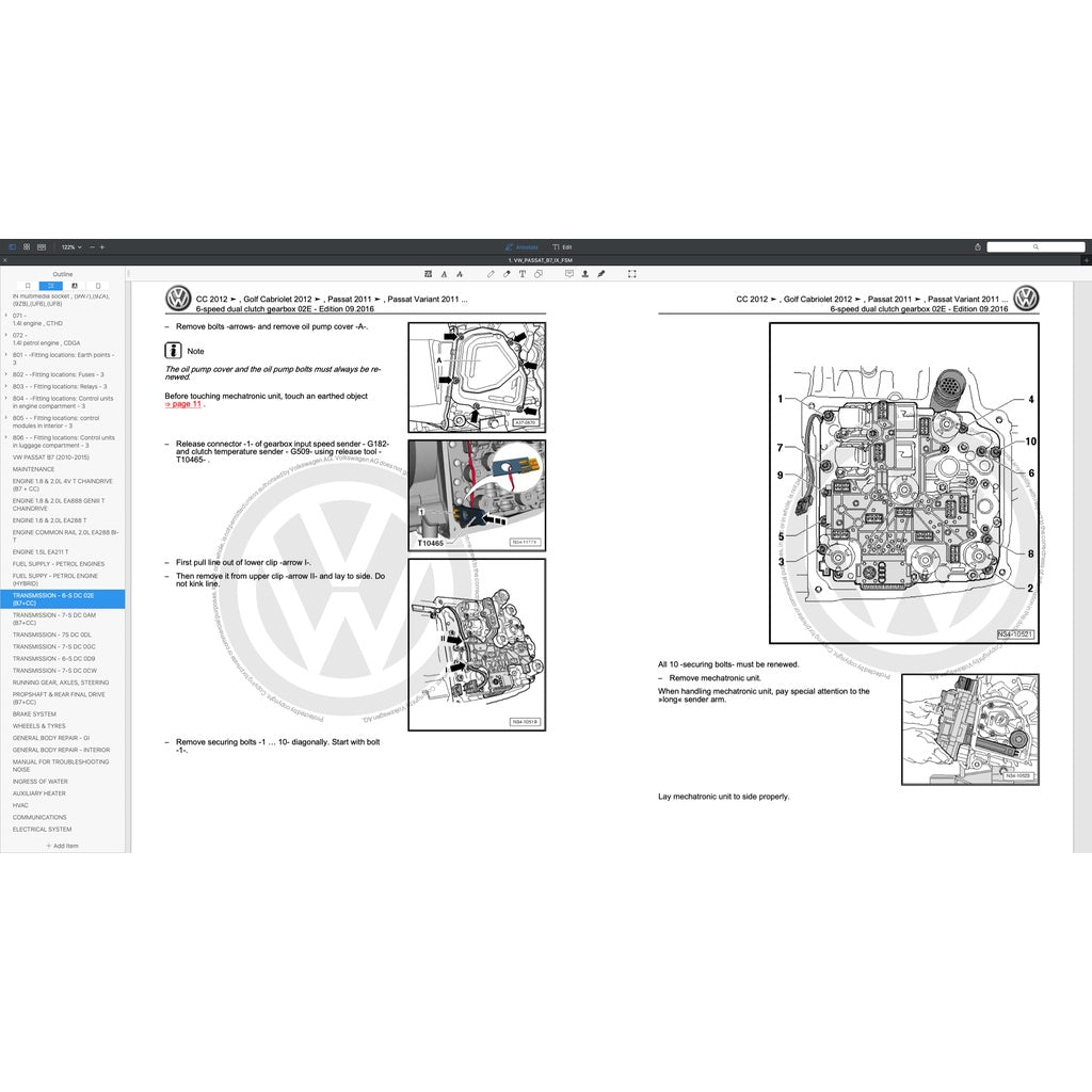 VW PASSAT CC 2008-2016 Full Manual Set – Repair & Maintenance Manual